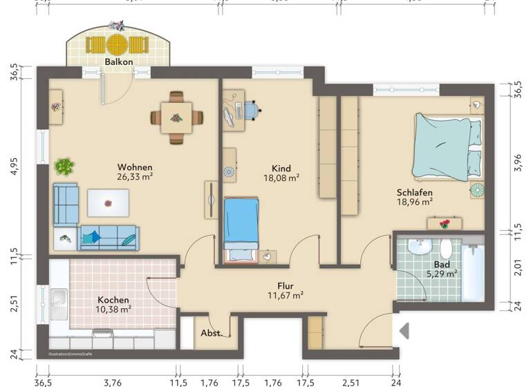 Wohnung zur Miete 1.190 € 3 Zimmer 93 m² Geschoss EG/3 frei ab sofort Roggenbachstraße 12 Schopfheim 79650