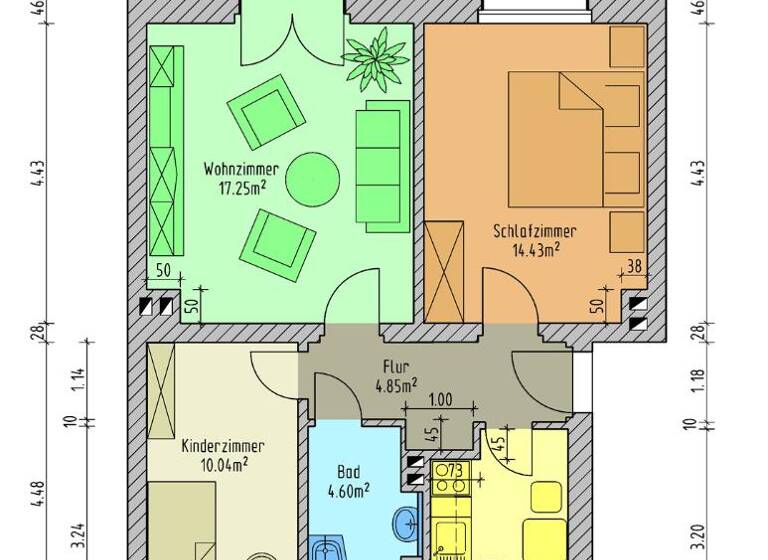 Wohnung zur Miete 400 € 3 Zimmer 59,7 m² frei ab sofort Griesheimer Straße 7 Wilkau-Haßlau 08112