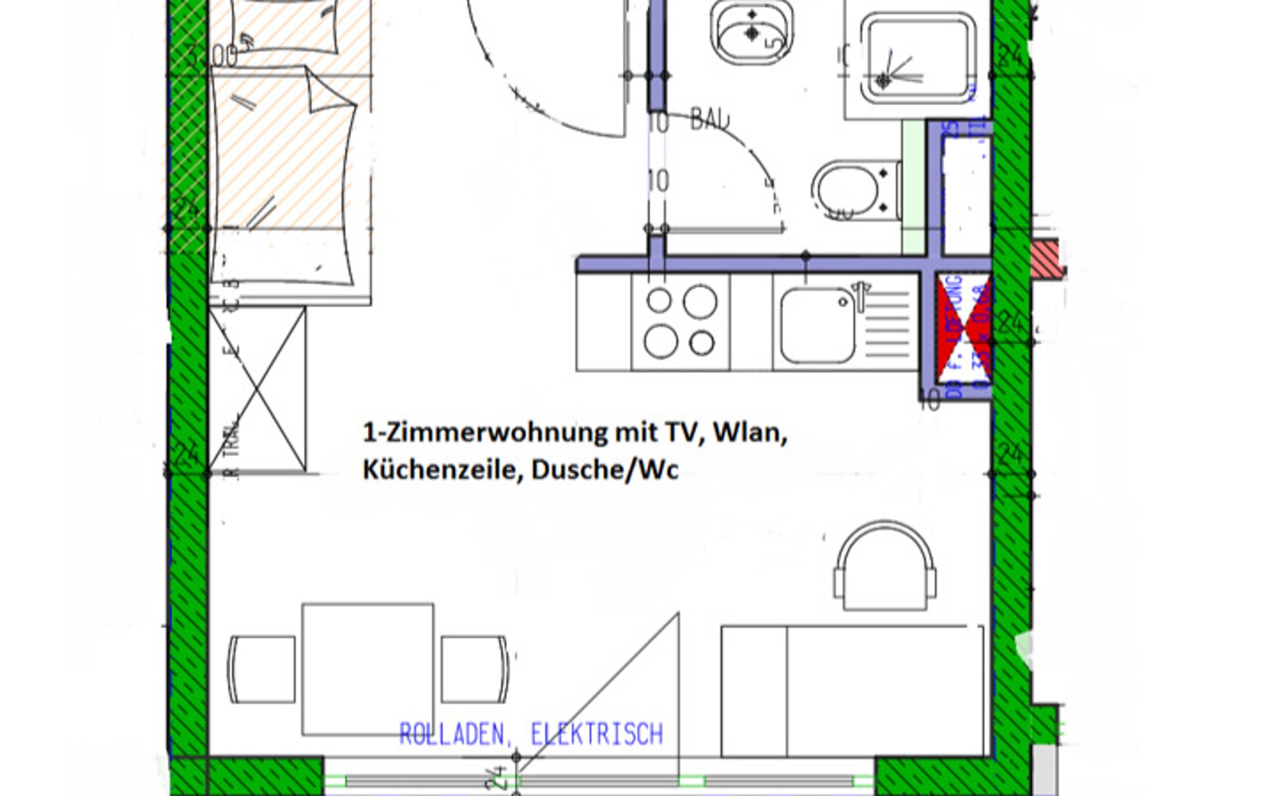 Wohnung zur Miete Wohnen auf Zeit 1.040 € 1 Zimmer 23 m²<br/>Wohnfläche 01.01.2025<br/>Verfügbarkeit Ludwigsburger Str. 0 Zuffenhausen - Hohenstein Stuttgart Zuffenhausen 70435