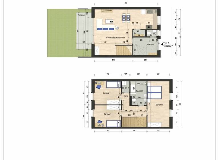 Reihenmittelhaus zur Miete - Erstbezug 1.244 € 4 Zimmer 105,9 m² Tillmitsch 8434
