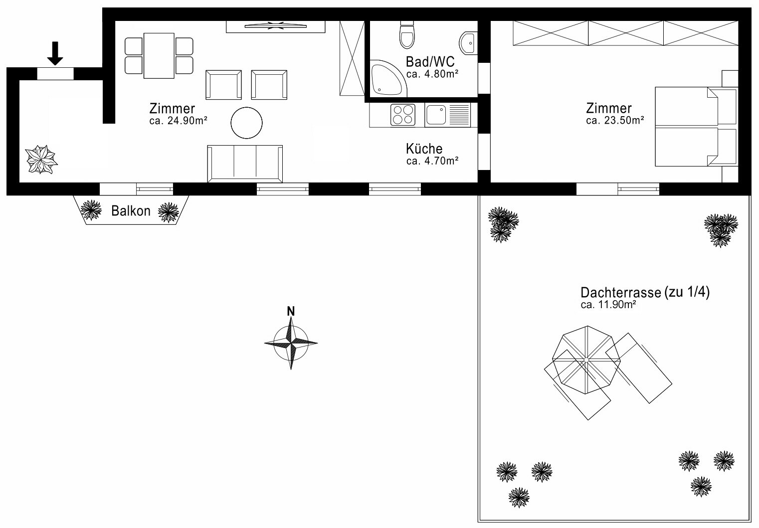 Wohnung zum Kauf 333.000 € 2 Zimmer 69,8 m²<br/>Wohnfläche 1.<br/>Geschoss Neubiberg Neubiberg 85579