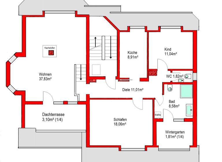 Wohnung zum Kauf 349.000 € 3 Zimmer 102 m²<br/>Wohnfläche Dachgeschoss, 2.<br/>Geschoss Stadeln Fürth 90765
