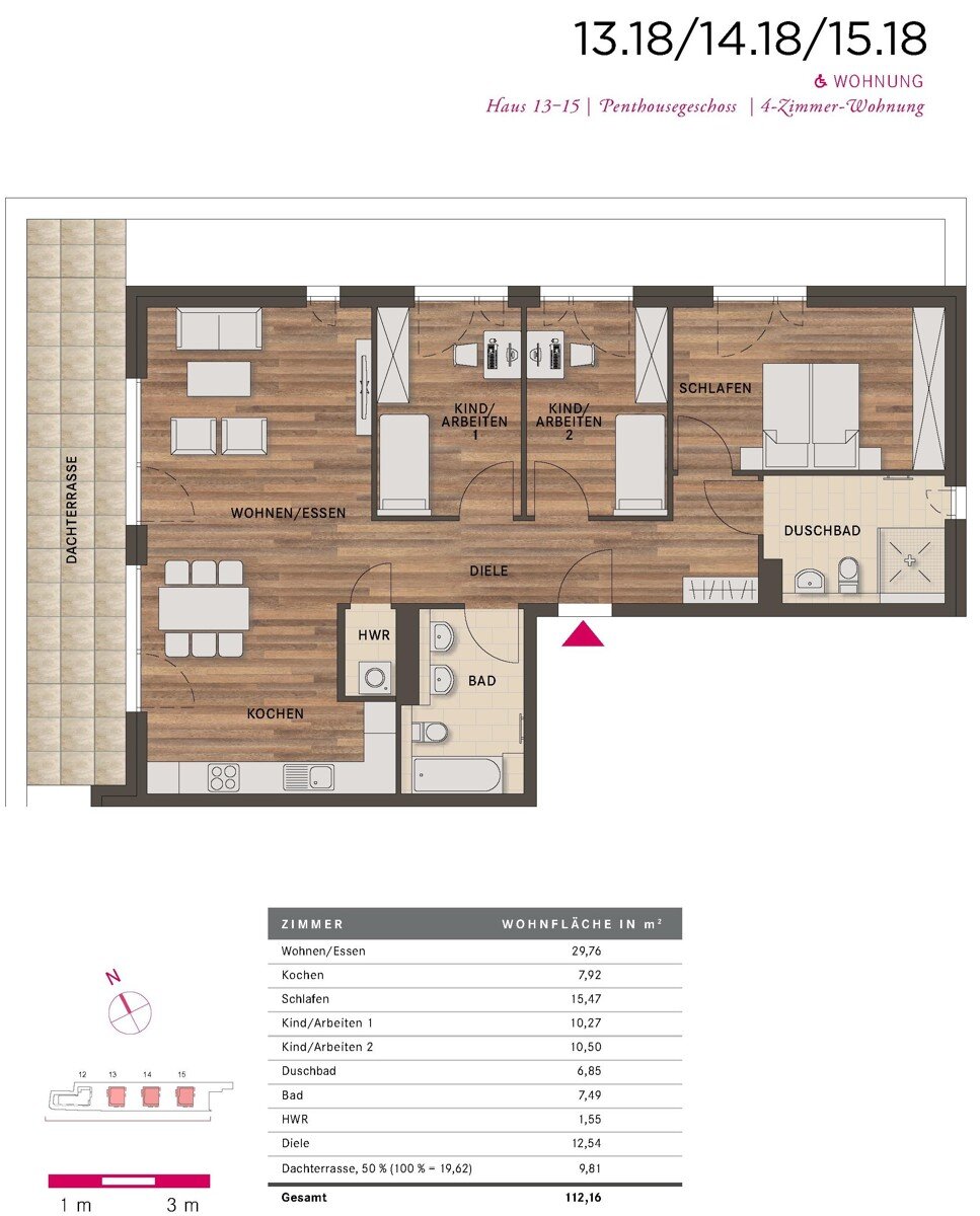 Penthouse zur Miete 1.345 € 4 Zimmer 112,2 m²<br/>Wohnfläche EG<br/>Geschoss Hubenloch Villingen-Schwenningen 78048