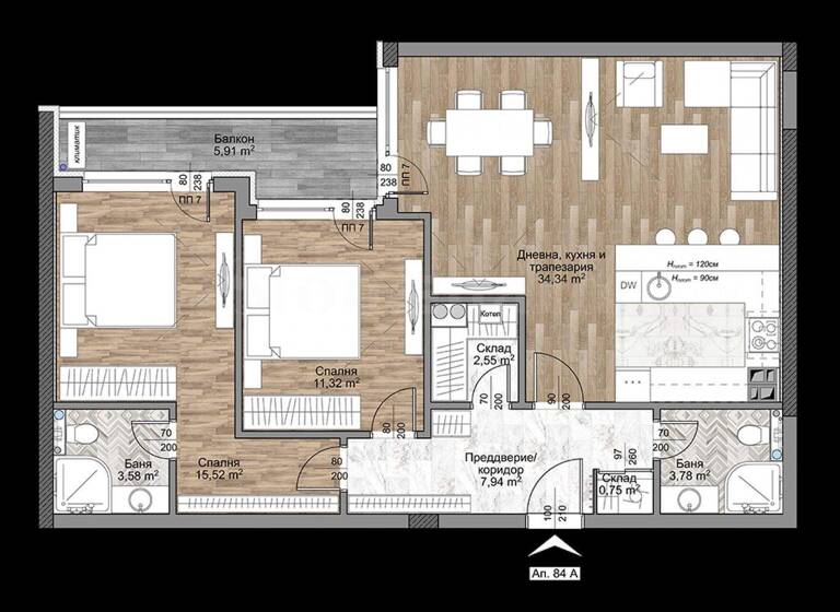 Studio zum Kauf 267.665 € 3 Zimmer 113,9 m² Sofia