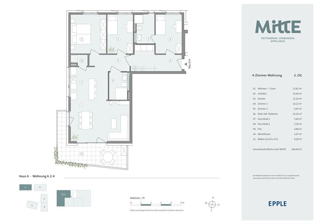 Wohnung zum Kauf provisionsfrei 699.900 € 4 Zimmer 106,7 m²<br/>Wohnfläche 31.12.2026<br/>Verfügbarkeit Eppelheim , Baden 69214