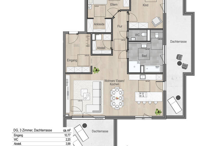 Penthouse zum Kauf - Neubau 999.900 € 3 Zimmer 152,1 m²<br/>Wohnfläche 2.<br/>Geschoss Leitershofen Stadtbergen / Leitershofen 86391
