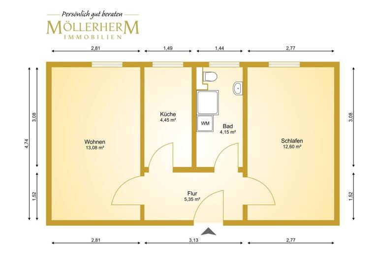 Wohnung zum Kauf 107.000 € 2 Zimmer 40 m² Waren Waren (Müritz) 17192