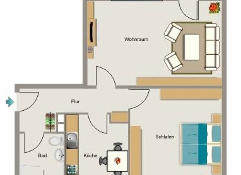 Wohnung zur Miete 484 € 2,5 Zimmer 50,3 m² 2. Geschoss Grünstraße 6 Overbruch Duisburg 47178