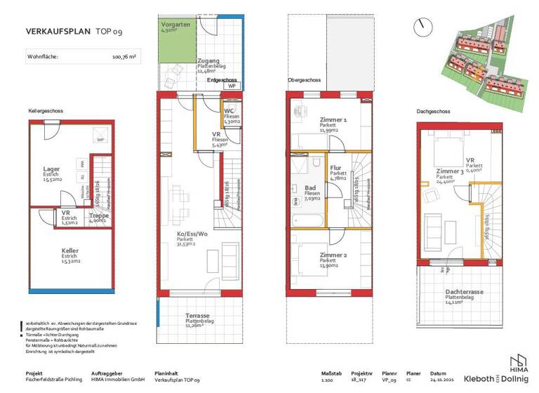 Reihenmittelhaus zum Kauf - Erstbezug 491.621 € 4 Zimmer 100,8 m² Agathe- Schwabenau- Weg Ufer Linz 4030