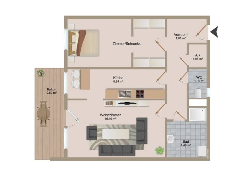 Wohnung zum Kauf 179.800 € 2 Zimmer 50 m² 3. Geschoss St. Martin Klagenfurt 9020