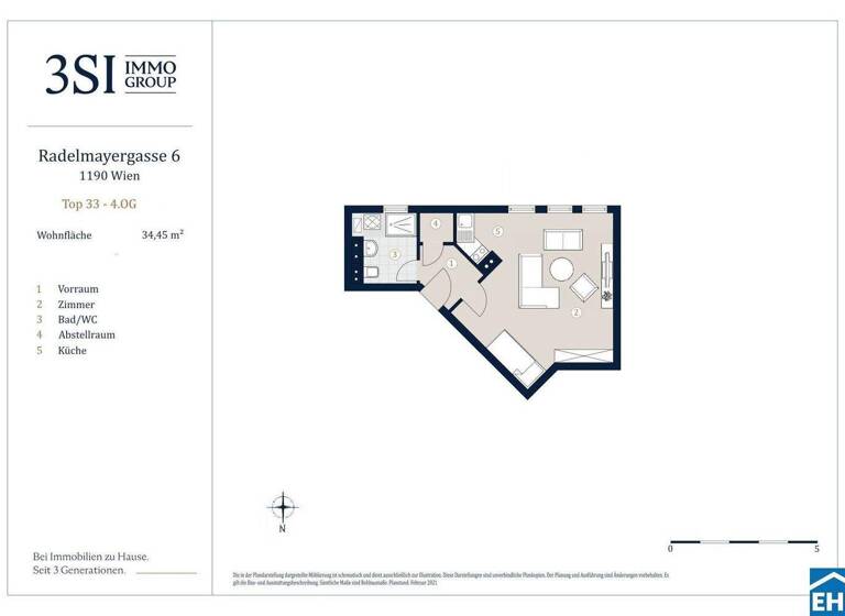 Studio zum Kauf 269.000 € 1 Zimmer 34,5 m² 1. Geschoss Radelmayergasse Wien 1190