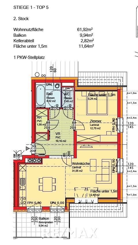 Wohnung zur Miete 594 € 2 Zimmer 61,9 m²<br/>Wohnfläche Hochneukirchen 2852