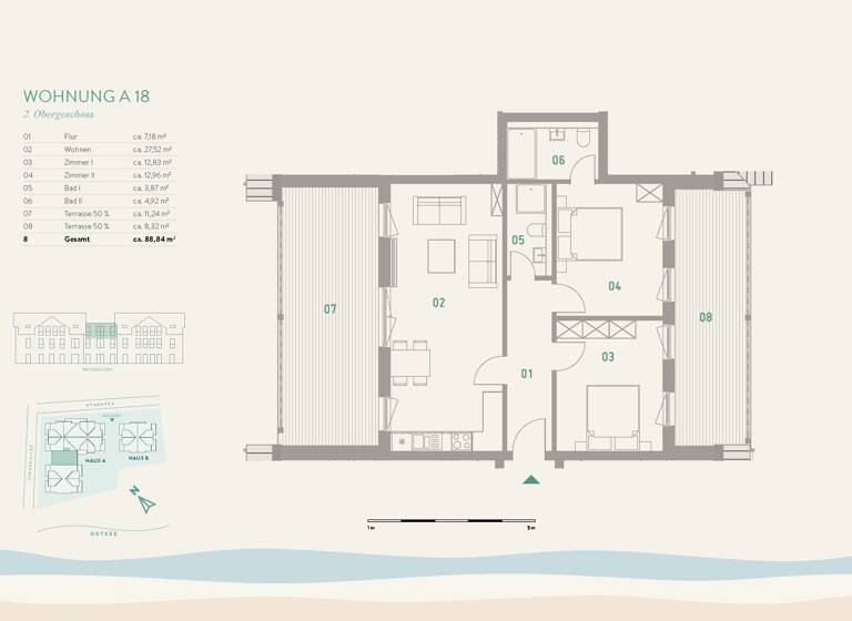 Wohnung zum Kauf provisionsfrei 799.000 € 3 Zimmer 88,8 m²<br/>Wohnfläche Dachgeschoss<br/>Geschoss Pelzerhaken Neustadt in Holstein 23730
