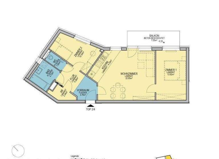 Wohnung zur Miete - Erstbezug 895 € 3 Zimmer 68,5 m² 1. Geschoss Stadionstraße Wiener Neustadt 2700