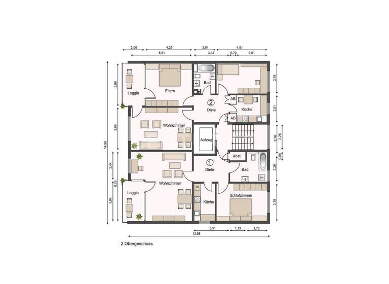 Wohnung zum Kauf 69.500 € 2 Zimmer 70 m² 2. Geschoss Innenstadt Wilhelmshaven 26382