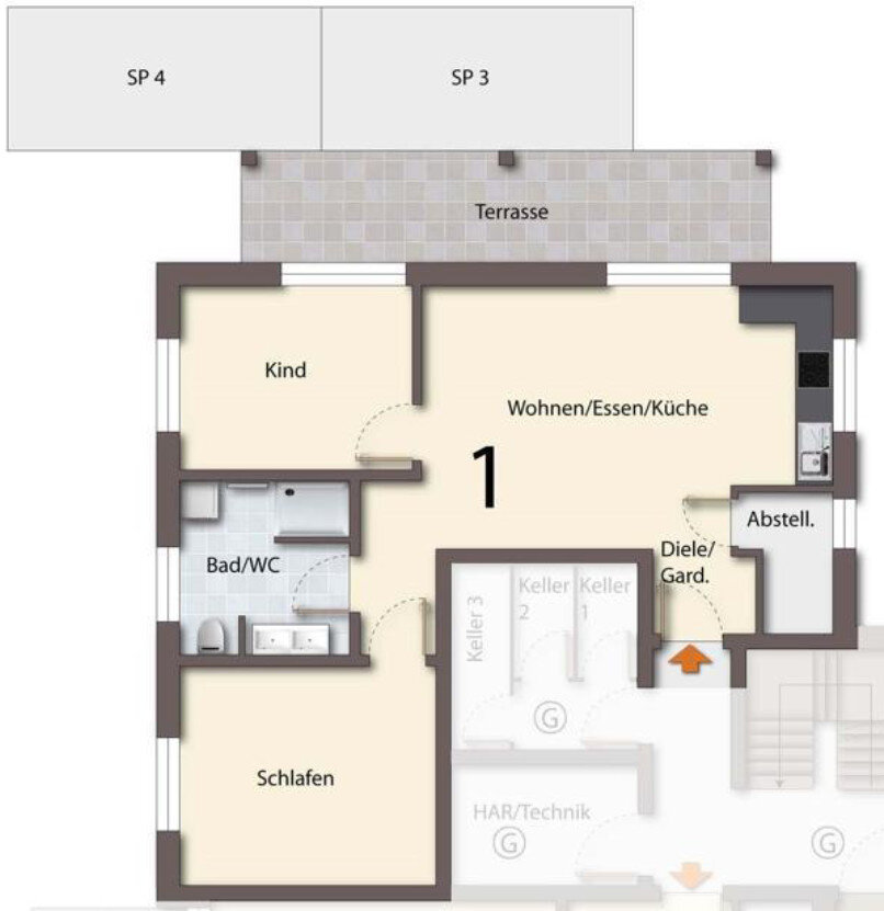 Wohnung zum Kauf 301.363 € 3 Zimmer 75,9 m²<br/>Wohnfläche EG<br/>Geschoss Kork Kehl 77694