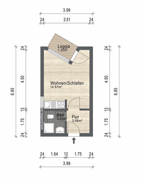 Studio zum Kauf 35.409 € 1 Zimmer 21,5 m²<br/>Wohnfläche Bad Klosterlausnitz 07639