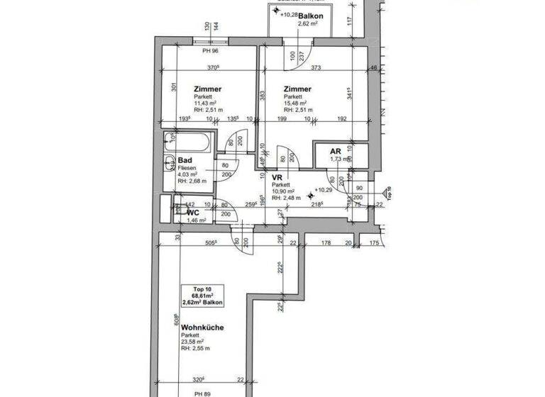Wohnung zum Kauf provisionsfrei 239.000 € 3 Zimmer 68,6 m² 3. Geschoss Eggenberg Graz 8020