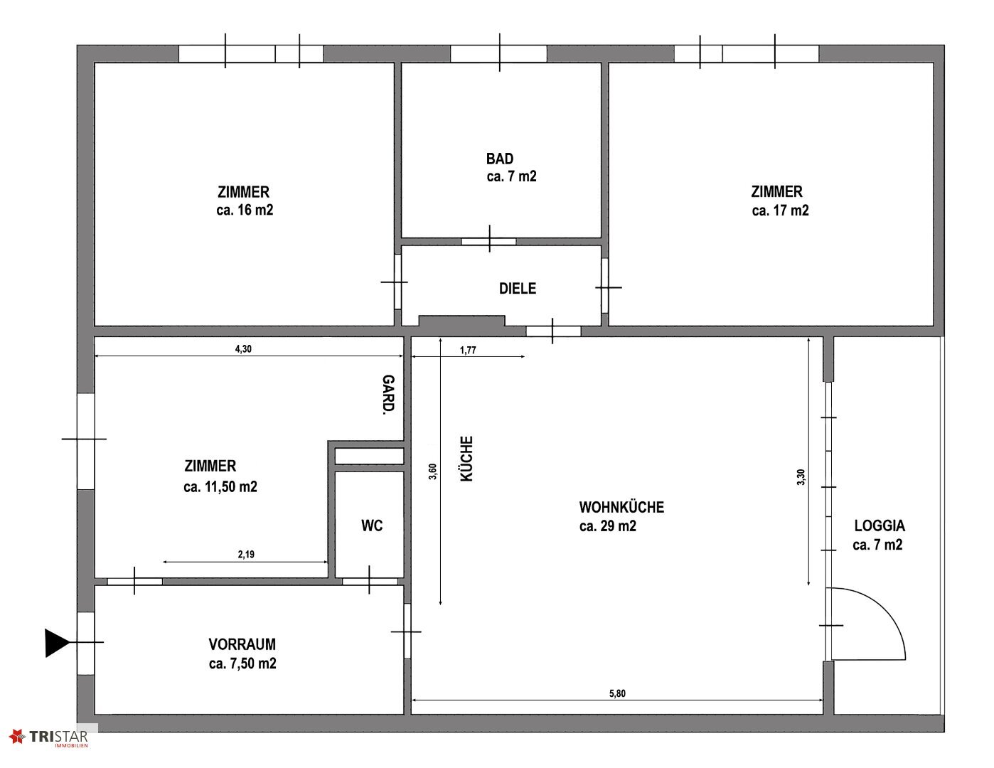 Wohnung zum Kauf 208.000 € 4 Zimmer 2.<br/>Geschoss Untere Hauptstraße 43 Wampersdorf 2485