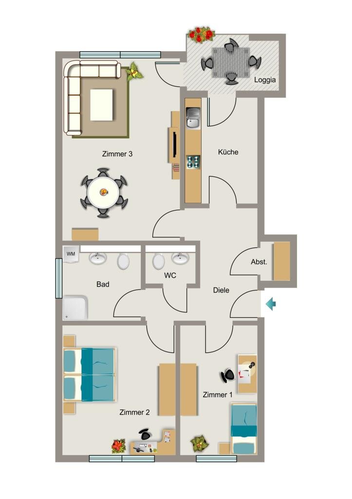 Wohnung zur Miete nur mit Wohnberechtigungsschein 451 € 3,5 Zimmer 73 m²<br/>Wohnfläche 1.<br/>Geschoss Holzhausenstraße 35 Habbelrath Frechen 50226