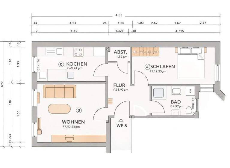 Wohnung zum Kauf 79.900 € 2 Zimmer 50 m² 2. Geschoss Halberstädter Str. 74 Sudenburg Magdeburg / Sudenburg 39112