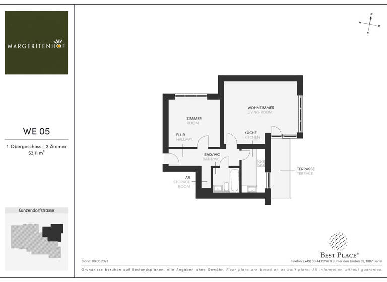 Wohnung zum Kauf provisionsfrei 247.000 € 2 Zimmer 53,1 m² 1. Geschoss Kunzendorfstraße 2 Zehlendorf Berlin 14165