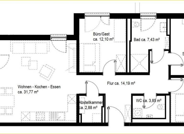 Wohnung zur Miete 1.540 € 4 Zimmer 109,8 m²<br/>Wohnfläche 2.<br/>Geschoss ab sofort<br/>Verfügbarkeit Plattling Plattling 94447