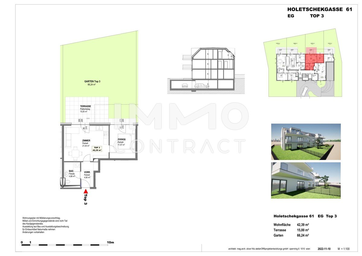 Wohnung zum Kauf 330.700 € 2 Zimmer 42,4 m²<br/>Wohnfläche EG<br/>Geschoss Wien 1210