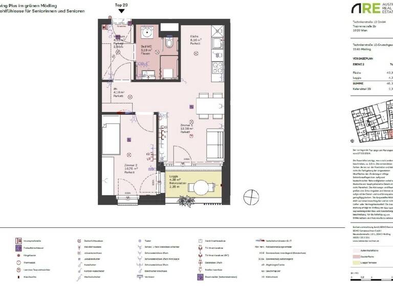 Wohnung zur Miete 814 € 2 Zimmer 48,4 m² Mödling 2340