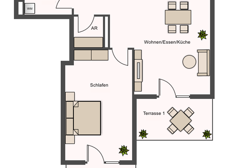 Terrassenwohnung zur Miete - Erstbezug 1.210 € 2 Zimmer 60,9 m² EG frei ab sofort Lange Straße 65 Innenstadt Fürth 90762