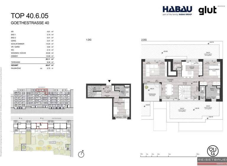 Penthouse zum Kauf - Erstbezug 720.000 € 4,5 Zimmer 90,1 m² frei ab 31.12.2026 Waldegg Linz 4020