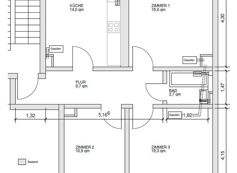 Wohnung zum Kauf 245.000 € 3 Zimmer 70 m² 3. Geschoss Südstadt Karlsruhe 76137