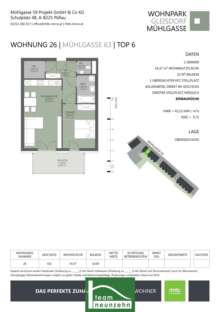 Wohnung zur Miete 501 € 2 Zimmer 54 m²<br/>Wohnfläche 1.<br/>Geschoss ab sofort<br/>Verfügbarkeit Mühlgasse 63 Gleisdorf 8200