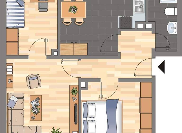 Wohnung zur Miete 439 € 3 Zimmer 65 m² EG Tilsiter Straße 4 Bant Wilhelmshaven 26389