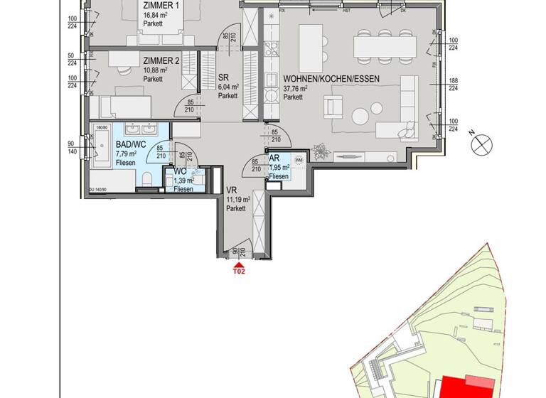 Wohnung zum Kauf 949.000 € 3 Zimmer 93,8 m² Wien 1190