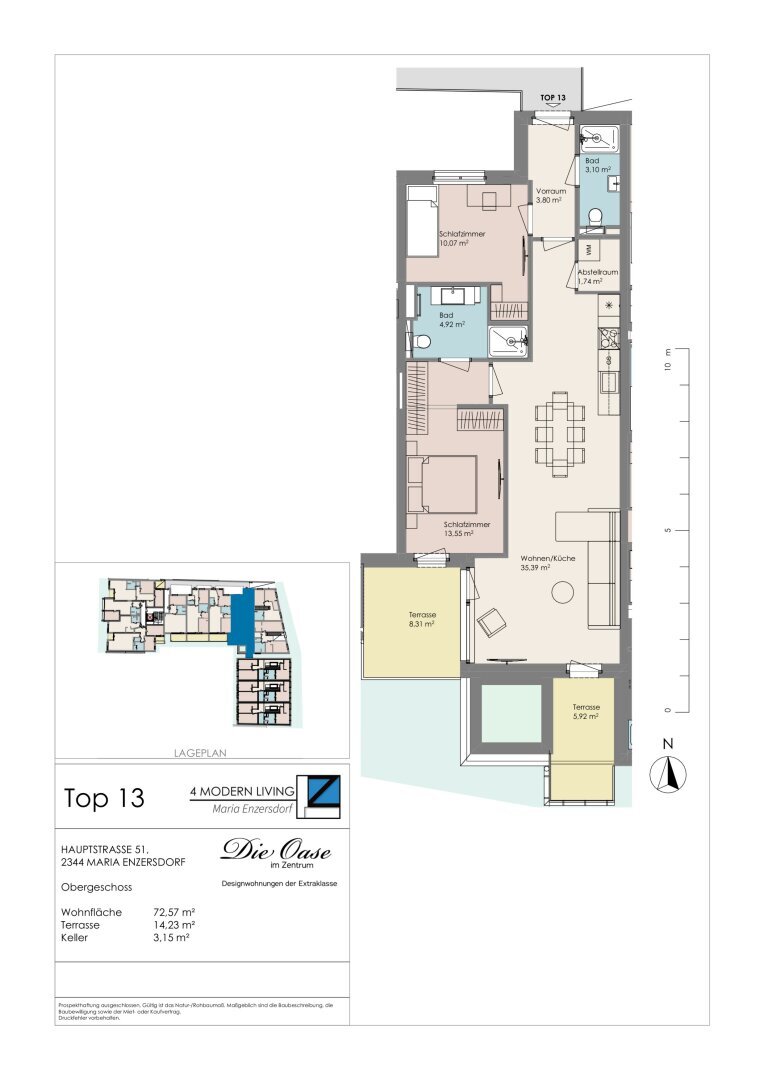 Wohnung zum Kauf 431.442 € 3 Zimmer 72,5 m²<br/>Wohnfläche 1.<br/>Geschoss Maria Enzersdorf 2344