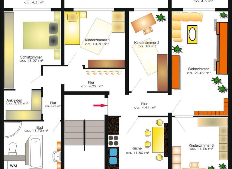 Wohnung zur Miete 730 € 5 Zimmer 109,7 m² 5. Geschoss frei ab sofort Fritz-Heckert-Siedlung 55 Hohenstein-Ernstthal 09337