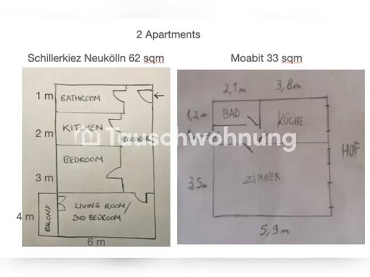 Wohnung zur Miete Tauschwohnung 324 € 1 Zimmer 34 m² 4. Geschoss Moabit Mitte 10555