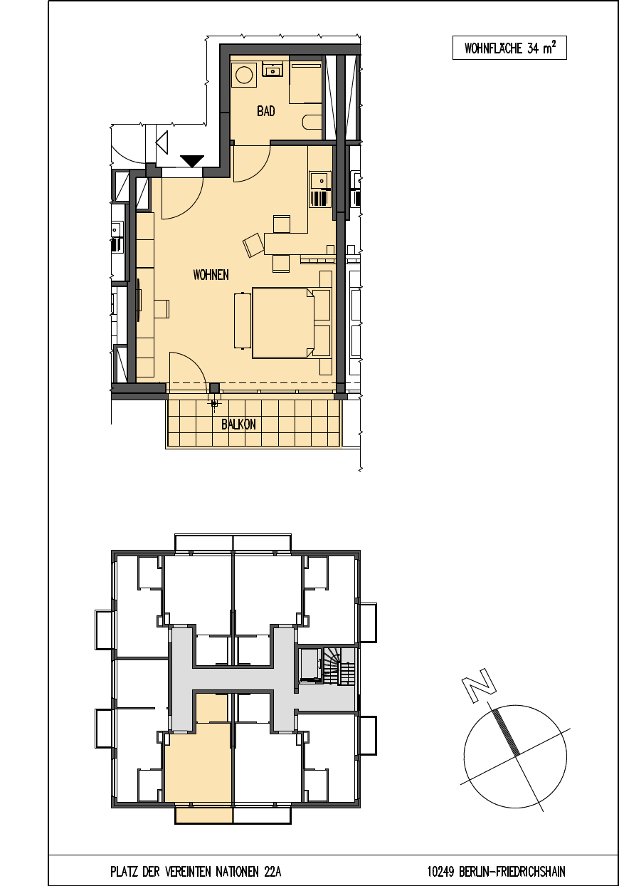 Wohnung zur Miete Wohnen auf Zeit 1.295 € 1 Zimmer 34 m²<br/>Wohnfläche 16.08.2025<br/>Verfügbarkeit Platz der Vereinten Nationen 22 A Friedrichshain Berlin 10249