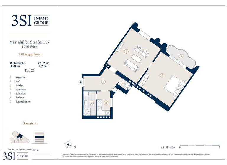 Wohnung zum Kauf 461.000 € 2 Zimmer 72,8 m² 3. Geschoss Mariahilfer Straße 127 Wien 1060
