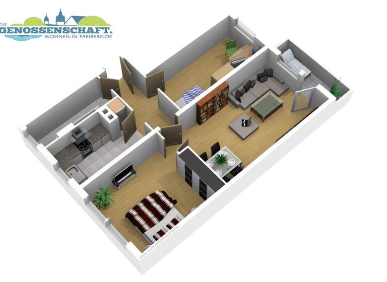 Wohnung zur Miete 399 € 3 Zimmer 57,8 m² 3. Geschoss Franz-Kögler-Ring 34 Freiberg 09599