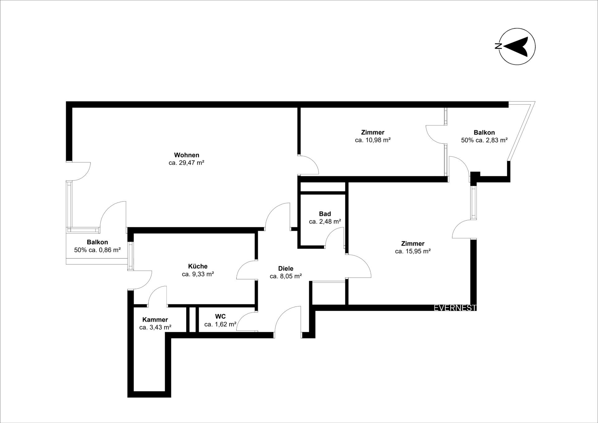 Wohnung zum Kauf 395.000 € 3 Zimmer 82 m²<br/>Wohnfläche 4.<br/>Geschoss Charlottenburg Berlin 10627