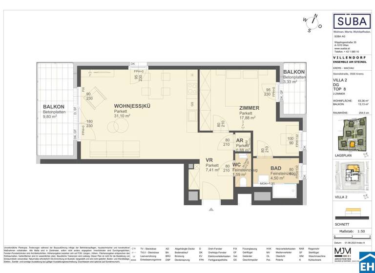 Wohnung zum Kauf - Erstbezug 510.000 € 2 Zimmer 63,4 m² Steindlstraße Krems an der Donau 3500