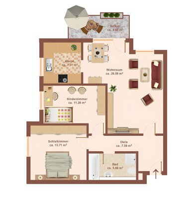 Wohnung zum Kauf 129.000 € 3 Zimmer 75 m² 1. Geschoss Schaffhausen Wadgassen 66787