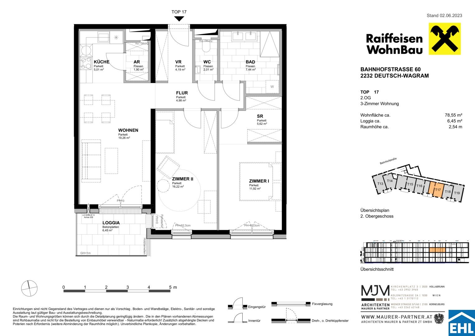 Wohnung zum Kauf 432.000 € 3 Zimmer 78,6 m²<br/>Wohnfläche 2.<br/>Geschoss Bahnhofstraße Deutsch-Wagram 2232