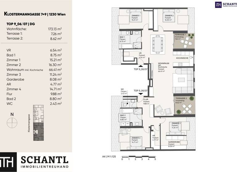 WG-Zimmer zum Kauf - Erstbezug 1.125.000 € 5 Zimmer 174,1 m² 3. Geschoss Klostermanngasse Wien 1230