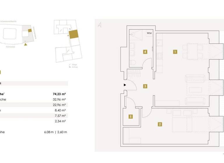 Wohnung zur Miete - Erstbezug 2.098 € 2 Zimmer 74,2 m² 4. Geschoss Dominikanerbastei 11 Wien, Innere Stadt / Wien 1., Innere Stadt 1010
