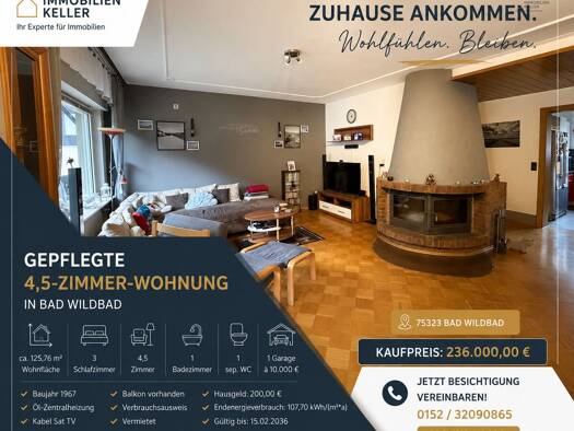 Wohnung zum Kauf 236.000 € 4,5 Zimmer 125,8 m² Flößerstraße 6 Calmbach Bad Wildbad 75323