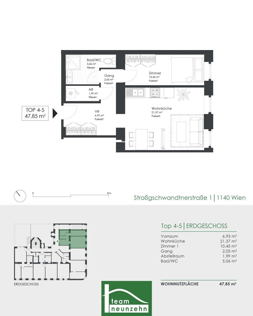 Wohnung zum Kauf 157.905 € 2 Zimmer 47,9 m²<br/>Wohnfläche EG<br/>Geschoss Straßgschwandtnerstraße 1 Wien 1140