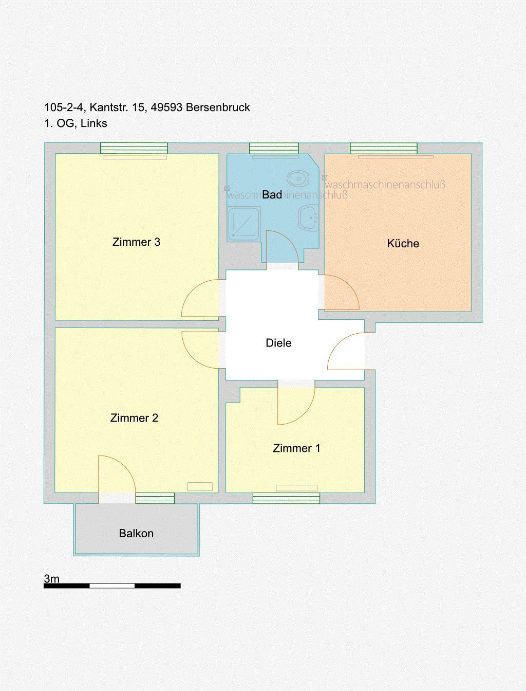 Wohnung zur Miete 290 € 3 Zimmer 56,5 m²<br/>Wohnfläche 1.<br/>Geschoss 01.03.2025<br/>Verfügbarkeit Kantstr. 15 Bersenbrück Bersenbrück 49593